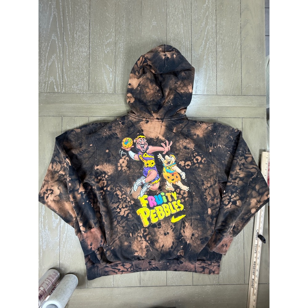 Nike Hoodie Mens XL Black Fruity Pebbles LeBron‎ James Acid Wash Camo CUSTOM - Picture 4 of 8